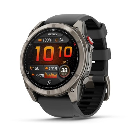 Garmin fēnix 8 Pro – 51 mm, AMOLED Sapphire, titan med grafittfarget/svart silikonrem