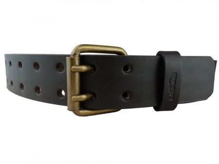 Edvardson håndlaget sort lærbelte med dobbeltspenne 39mm