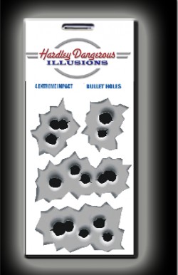 Hardley Dangerous Illusions, Falske kulehull maskingevær, klistremerker