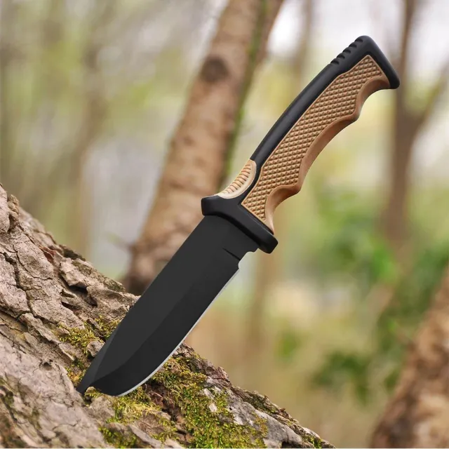 Extremhunt tac-knife, kvass egg i rustfritt stål, anti-slip grep.