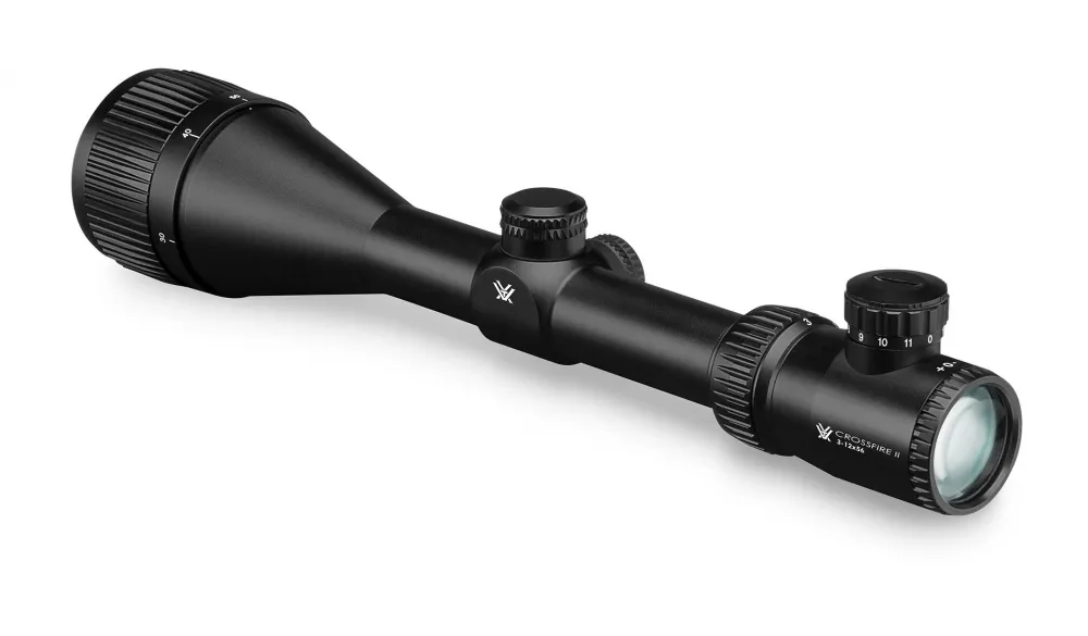 Vortex Crossfire II 3-12x56 V-Brite med belyst rødprikk sett fra okularet